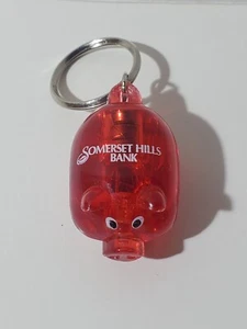 Somerset Hills Bank Red Piggy Bank Themed Plastic Keychain - Picture 1 of 2