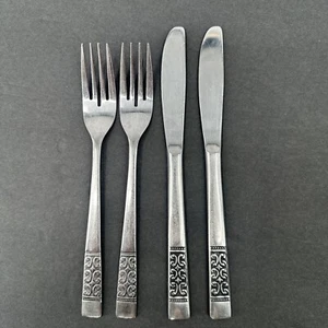 Lote de 4 cuchillos tenedores de cena cubiertos de acero inoxidable vintage Casa Vista Rogers Japón - Imagen 1 de 14