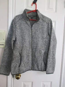 Eddie Bauer grün oliv Jacke durchgehender Reißverschluss Damen Größe Large Fleece Seitentaschen - Bild 1 von 6