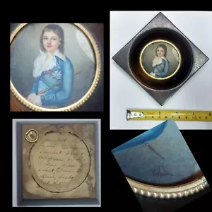 Interesting antique girl miniature hand painted and signed Gebelin - Picture 1 of 6