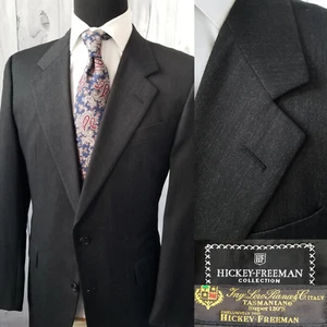 Hickey Freeman Nordstrom Mens Blazer 40r Gray Microcheck Sport Coat 👉Loro Piana - Picture 1 of 17