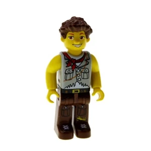 1x Lego Figure 4 Juniors Creator Man Pants Brown Vest Gray cre002 - Picture 1 of 1