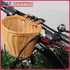 Wicker Bike Basket Hand Woven with Cable Lock Bell Large Capacity for Adult Kids
