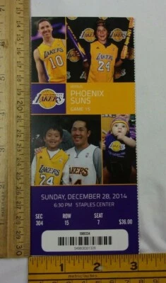 Boleto de juego Los Angeles Lakers v Suns 28/12/2014 7 Kobe Bryant Jeremy Lin 19pts Foto 1 de 2