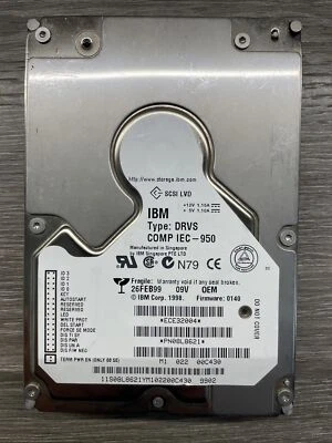 IBM TYPE DRVS IEC-950 9.1GB SCSI 68-PIN POL HDD FESTPLATTE P/N 08L8621 HARD DISK - Image 1 of 3