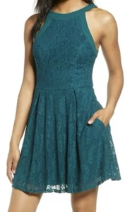 Speecheless Women’s Size Large Evergreen Lace Party Mini Dress Holiday - Picture 1 of 8