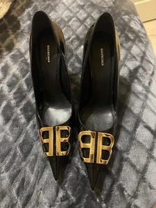 Authentic Balenciaga Black Patent Knife Heels size 38. - Picture 1 of 5