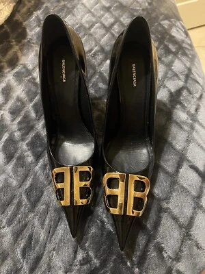 Authentic Balenciaga Black Patent  Knife Heels size 38. - Image 1 of 4
