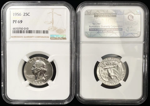 Collector Lot of 10- 1956 Washington Quarter 25c Certified by NGC PF69 Cover