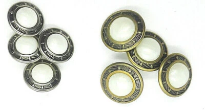 4 Knöpfe Perlmuttimitat in Metallfassung düğmeler кнопки gombok nasturi - Bild 1 von 2