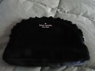 Kate Spade Small Ruffle Cosmetic Travel Bag Quilted Velvet  Black