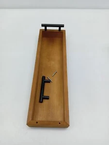 Holz Tablett mit Metallgriffen/Bad Seife Ablage Deko Teelicht Accessoires - Bild 1 von 6