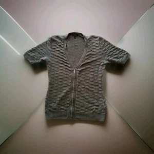 Lafayette 148 Top/Sweater Zip Up 100% Hemp Short Sleeves V Neck Size S - Picture 1 of 9