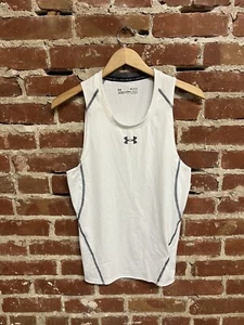 Men’s Under Armour Heatgear Sleeveless Compression Shirt White Medium - Picture 1 of 3