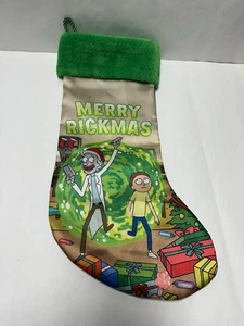 RICK & MORTY MERRY RICKMAS CHRISTMAS STICKING GREEN SATIN 18”- EUC - KURT ADLER - Picture 1 of 2