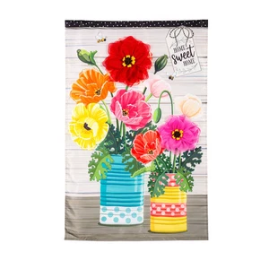 Poppies and Painted Cans Applique House Flag,159702 - Picture 1 of 1