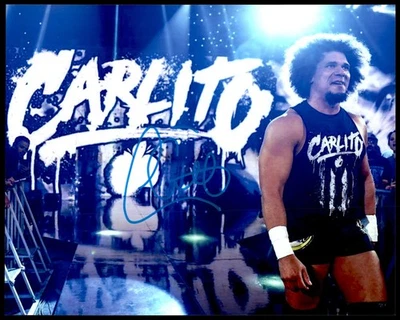 Foto autografiada de Carlito WWE 8x10 con certificación WD Foto 1 de 3