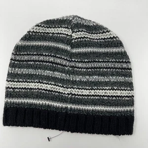 The Rail Rayas Negro Gris Blanco Talla Única Unisex Tejido Cálido Acogedor Gorro Gorra Sombrero - Imagen 1 de 5
