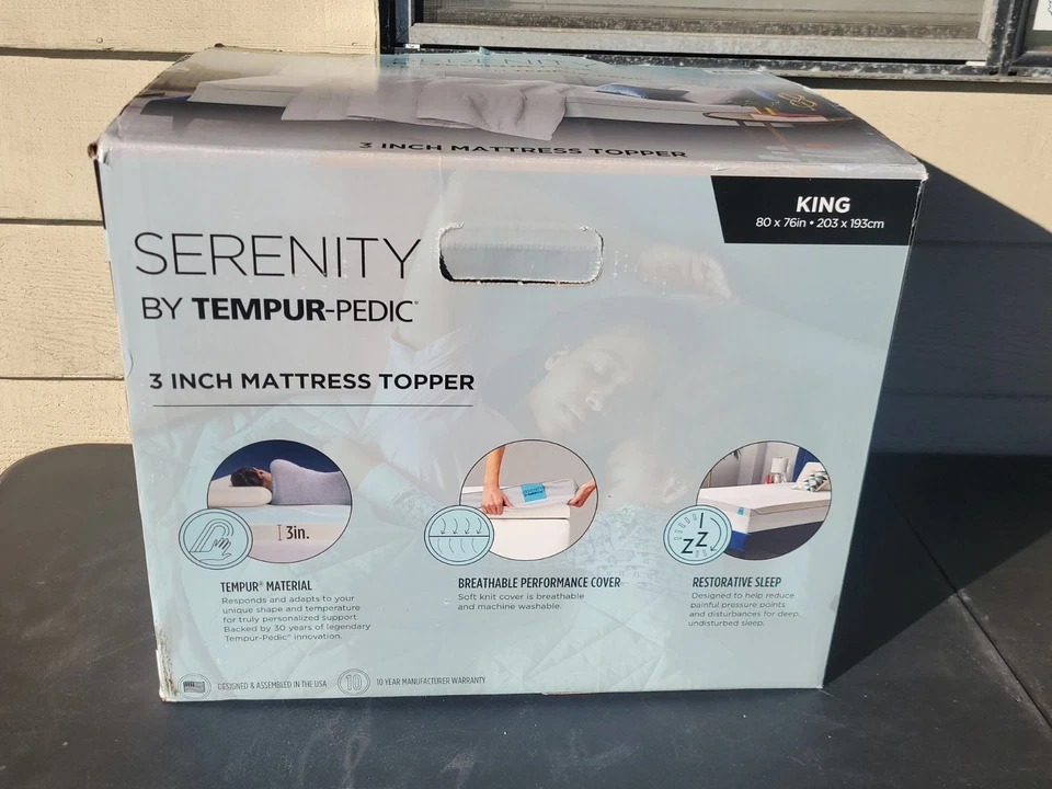 Serenity Tempur-Pedic 3 Inch Memory Topper Restorative Sleep King 80x76"x3”