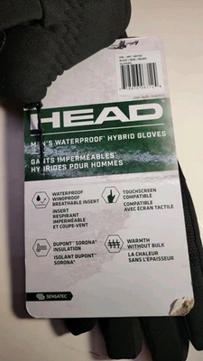Head Gloves Waterproof Windproof Breathable Touchscreen Insulated Black Mens XL - Image 1 of 4