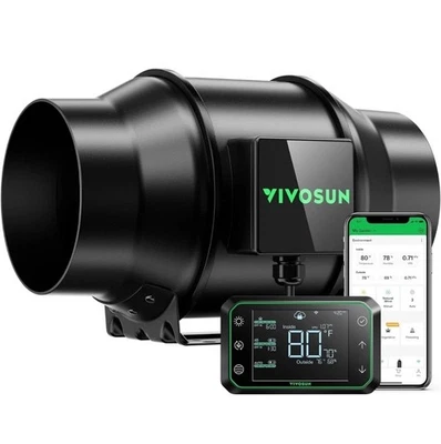 VIVOSUN AeroZesh G6 6-inch 388 CFM Inline Duct Fan with E42A Speed Controller - Image 1 of 2