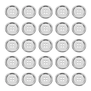 25pcs Metal Button 23mm (0.91") 4 Holes Alloy Round Sewing Buttons, White - Picture 1 of 6