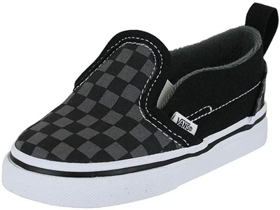 Zapatos Vans para niños pequeños sin cordones con Fastner | (Tablero de ajedrez) Negro/Estaño | Foto 1 de 4