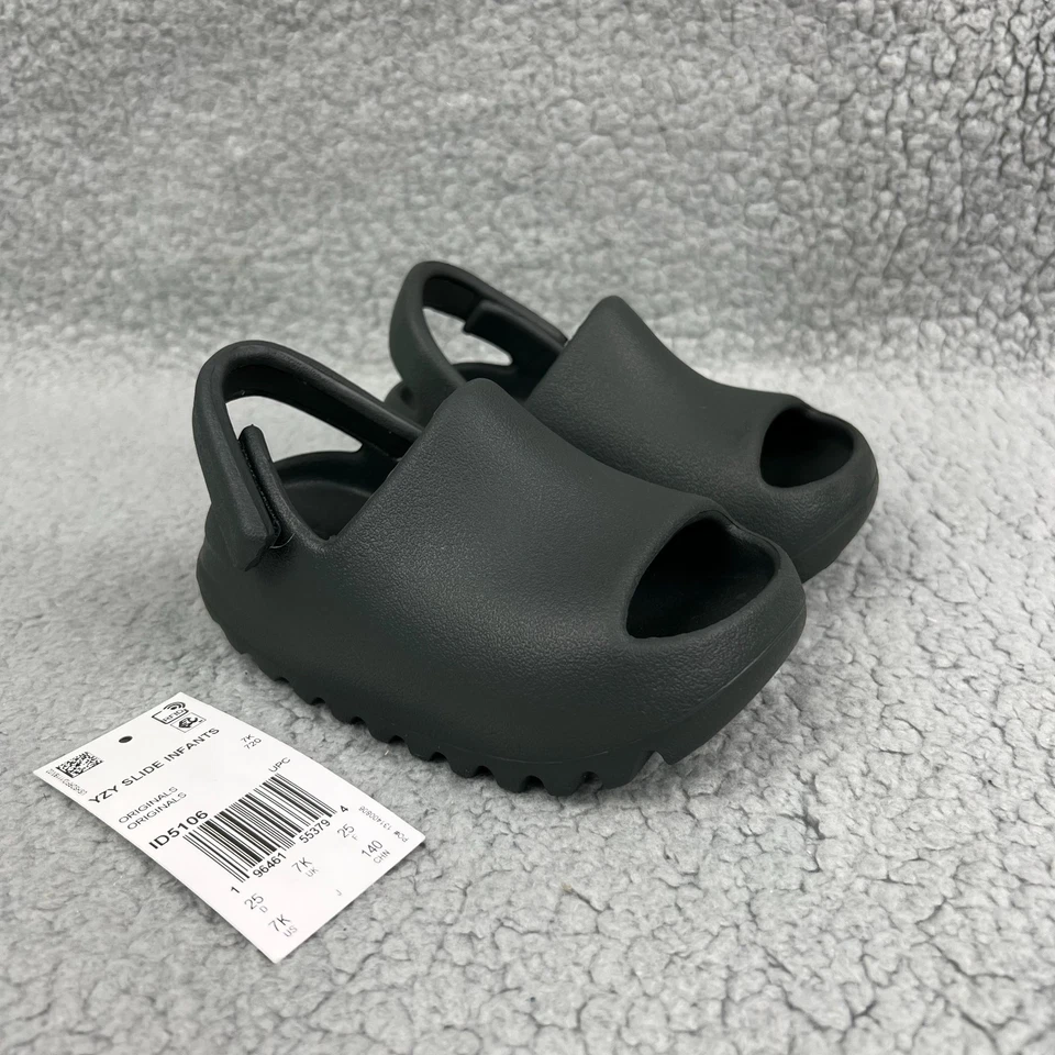 Adidas Yeezy Slide Infants Baby - Dark Onyx - Sz 7K - ID5106