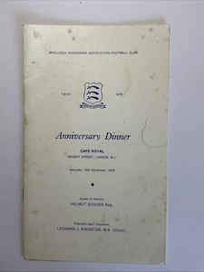 Middlesex Wanderers Anniversary Dinner, 18th November 1978 & Guest List - Picture 1 of 7