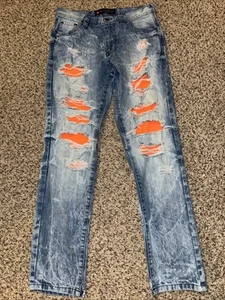 Southpole Jeans Mens 32x32 Blue Denim Acid Stone Wash Distressed Streetwear Y2K - Picture 1 of 8