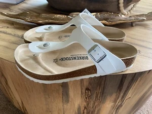 Birkenstock Gizeh Regular Fit Birko Flor WHITE | US Women's 8 EUR 39 - Picture 1 of 6