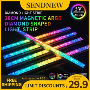 Barra de luz cristalina LED 280mm RGB direccionable 3-Pin 5V Digital Neon Kit DIY PC - Imagen 1 de 33