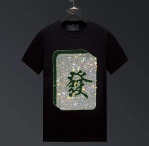 Nueva Camiseta Negra de Lujo para Hombres Diamantes de Estrás Moda Alta Calidad - Imagen 1 de 7