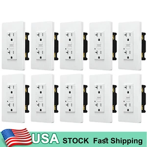 Receptáculo de salida de seguridad GFCI GFI 10 piezas 20 amperios con placa de pared indicador LED TR WR - Imagen 1 de 12