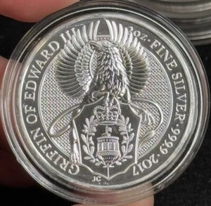 2019 British Queen's Beast Griffin of Edward III 2 oz .9999 Silver BU Coin - Picture 1 of 4
