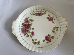 Manici vassoio piatto torta novembre fiore alberto reale del mese crisantemo - Foto 1 di 8