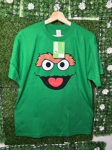 Vintage Y2K 2002 Oscar The Grouch T Shirt Sesame Street Big Graphic Youth XL NWT - Picture 1 of 8