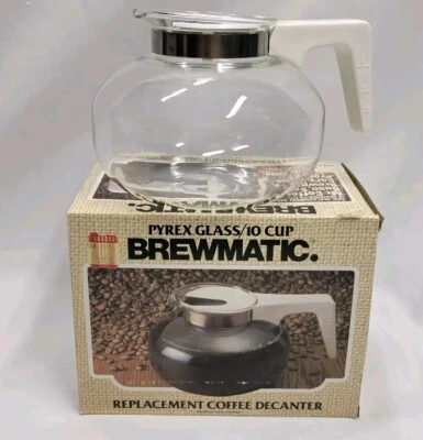 10 Cup Replacement Pyrex Pot Mr. Coffee Bunn Sears GE Decanter White Handle - Image 1 of 4