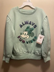 Disney Jumping Beans Minnie Mouse Sweat Shirt Mint Green w/Sequins Girls Size 6X - Picture 1 of 5