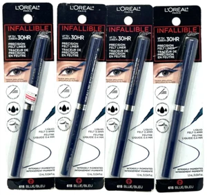 (4) Loreal Infallible Grip Precision Felt Liner 0.034 fl oz Ea Sealed 615 - Blue - Picture 1 of 3