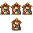 Set of 4 Holy Family Statue Tabletop Nativity Ornament Jesus Was Born Car