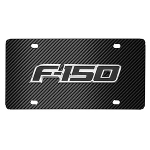 Ford F-150 3D Metal Logo Black Carbon Fiber Patten Stainless Steel License Plate - Picture 1 of 5
