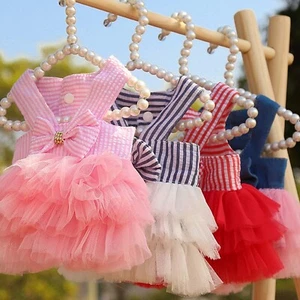 Dog Sling Dress Summer Sweet Skirt Pet Parties Wedding Dresses with Bowknots - Picture 1 of 15
