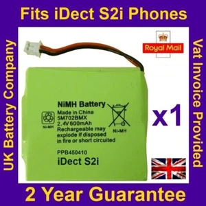 New iDECT S2i Rechargeable Cordless Phone Battery Pack NiMH 2.4v 600mah UK Ni-MH - Picture 1 of 1