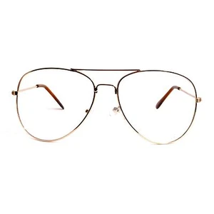 Años 60 Retro Aviator Metal Marco Unisex Moda Lentes Transparentes Gafas DORADAS NUEVAS - Imagen 1 de 4