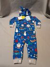 Little Blue House Hatley Blue Winter Sports One Piece Outfit With Hat 6-12months