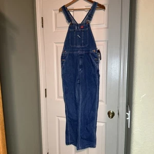 Dickies Bib Overalls Youth Sz Large (14/16) Boys Girls Denim Jean Indigo Blue - Picture 1 of 9
