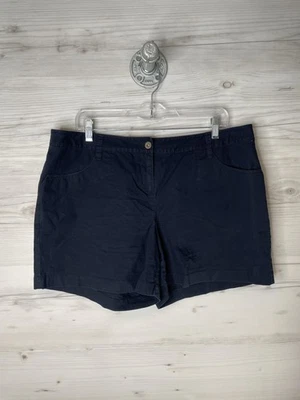 Axcess Shorts Womens 14 Navy Blue Stretch Cotton Zip Fly Pockets Liz Claiborne - Image 1 of 4