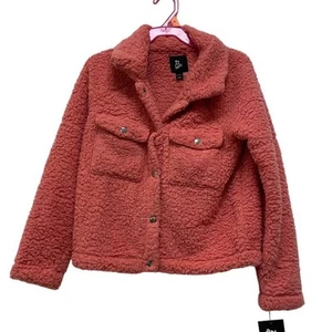 Art Class NWT Girls' M Pink Faux Sherpa Fleece Button Up Collared Jacket - Picture 1 of 5