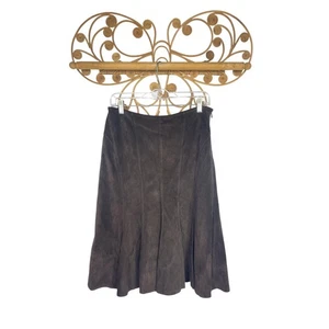 NUEVO Ann Taylor Marrón Gamuza Cuero Falda Línea A Western Boho 8 - Imagen 1 de 8
